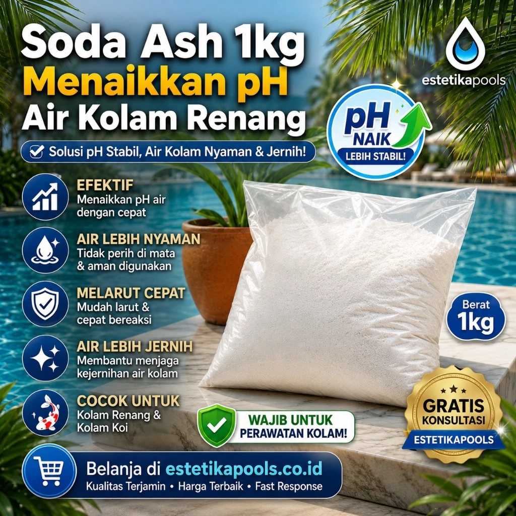 Soda Ash 1kg Menaikkan PH Air Kolam Renang Gratis Konsultasi
